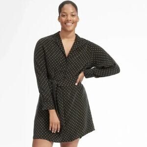 Everlane The Polka Dot Shirt Dress Yellow Gold Long Sleeve Women's size 8